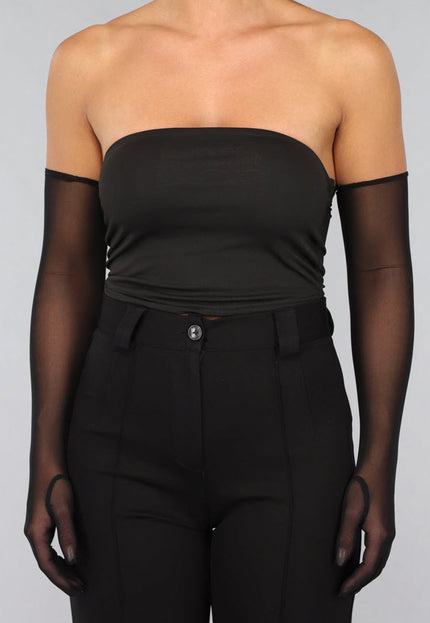 NEW1610 Doorschijnende Zwarte Avondhandschoenen