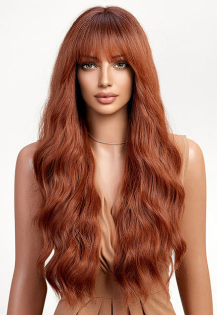 NEW1610 Oranje Golvend Haarstuk met Pony