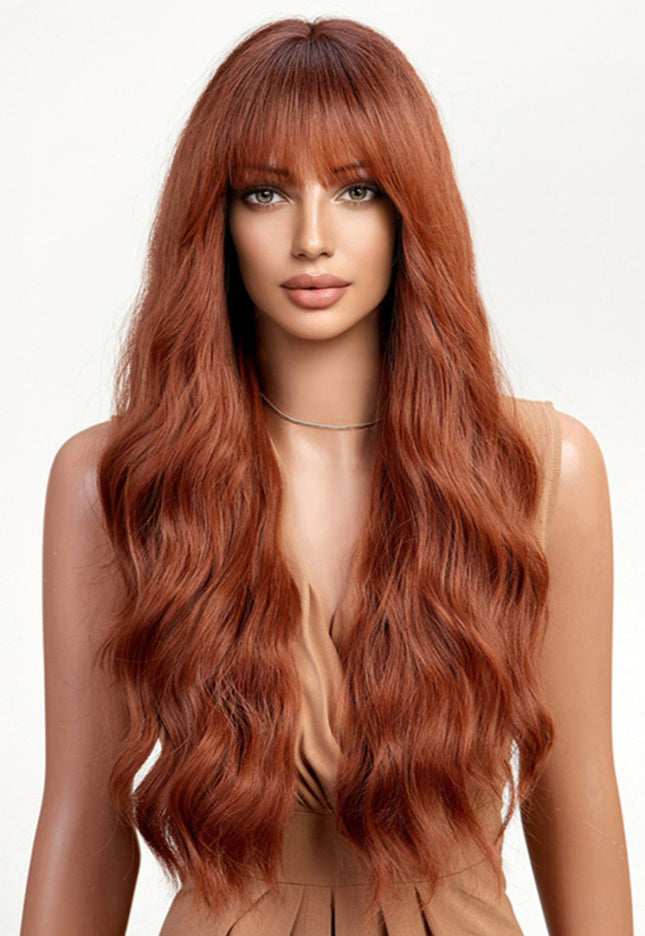 NEW1610 Oranje Golvend Haarstuk met Pony