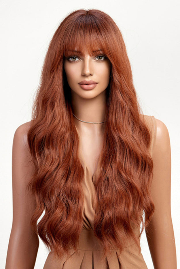 NEW1610 Oranje Golvend Haarstuk met Pony