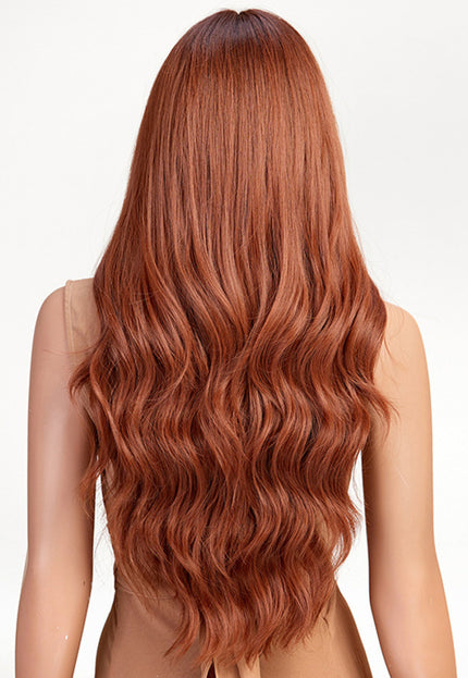 NEW1610 Oranje Golvend Haarstuk met Pony