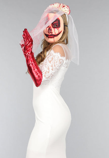 NEW1610 Rode Glimmende Gala Handschoenen