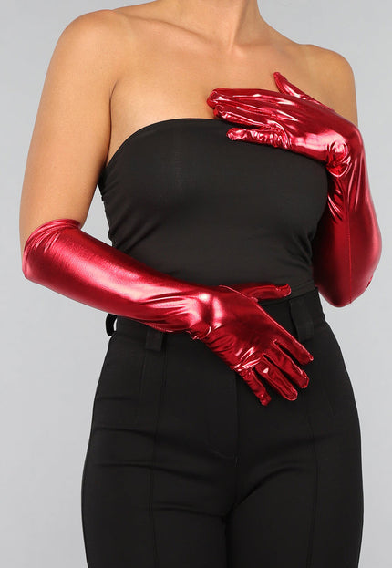 NEW1610 Rode Glimmende Gala Handschoenen
