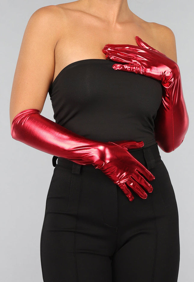 NEW1610 Rode Glimmende Gala Handschoenen