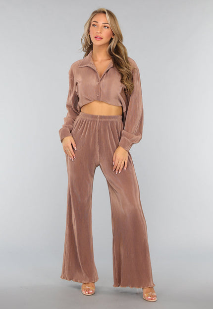 OP=OP.49.NL Taupe Plissé 2-delige Set