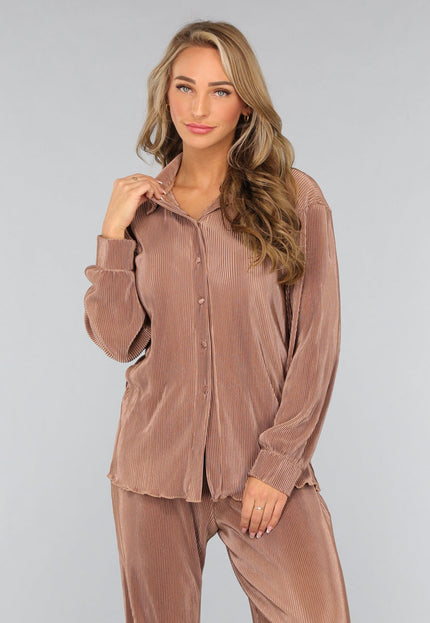 OP=OP.49.NL Taupe Plissé 2-delige Set