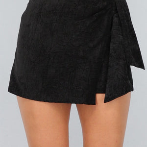 Velvet Overslag Skort met Strikdetail