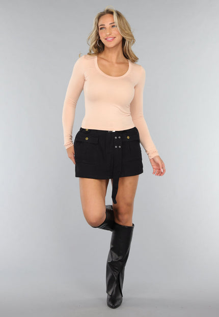 OP=OP.AV.09 Zalmroze Longsleeve Top met Brede Hals