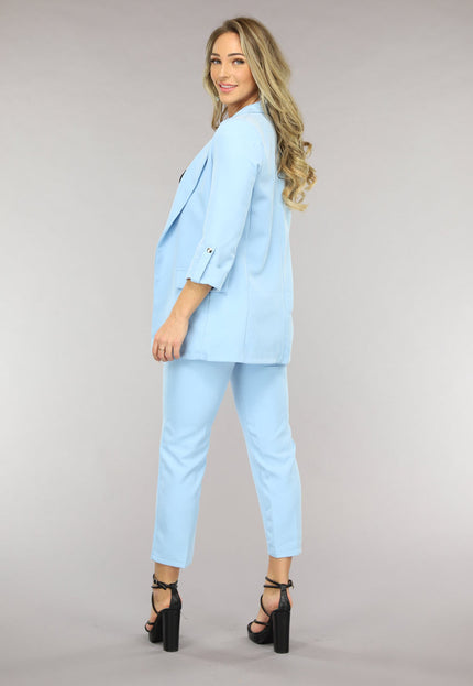NEW1701 Classy Lichtblauwe Tweedelige Blazer Set
