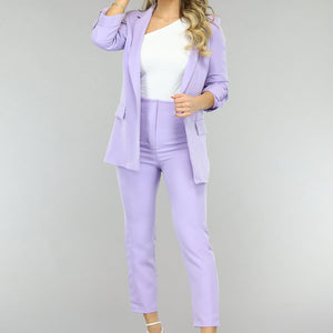 NEW1701 Classy Lila Tweedelige Blazer Set