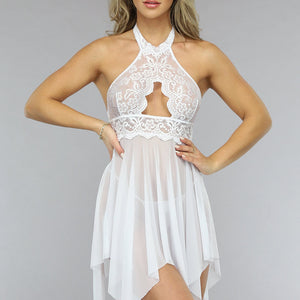 NEW1701 Halter Babydoll Set met Kanten Details