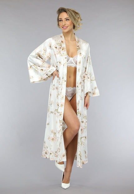 NEW1701 Lange Bridal Bloemenprint Kimono