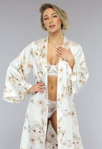 NEW1701 Lange Bridal Bloemenprint Kimono