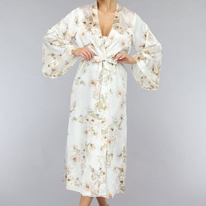 NEW1701 Lange Bridal Bloemenprint Kimono