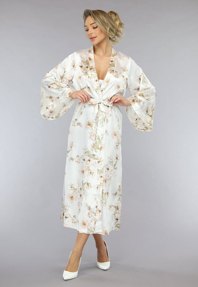 NEW1701 Lange Bridal Bloemenprint Kimono