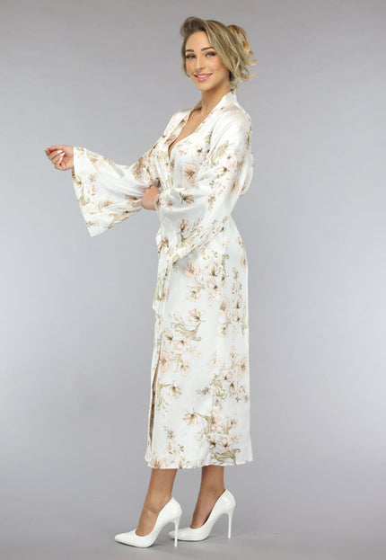 NEW1701 Lange Bridal Bloemenprint Kimono