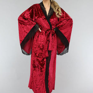 NEW1701 Lange Rode Kamerjas van Velours de Panne
