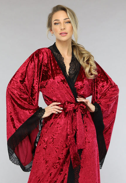 NEW1701 Lange Rode Kamerjas van Velours de Panne