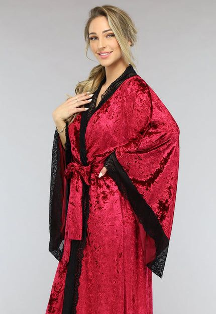 NEW1701 Lange Rode Kamerjas van Velours de Panne