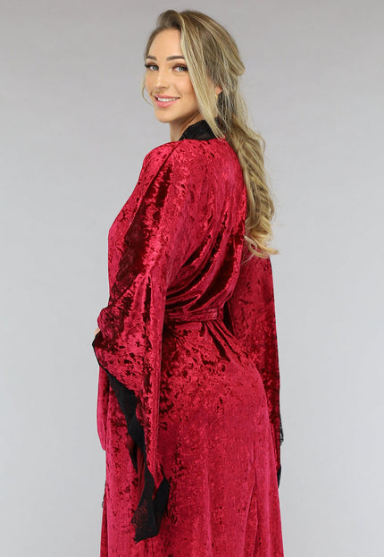 NEW1701 Lange Rode Kamerjas van Velours de Panne