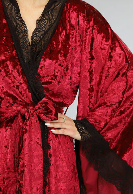 NEW1701 Lange Rode Kamerjas van Velours de Panne