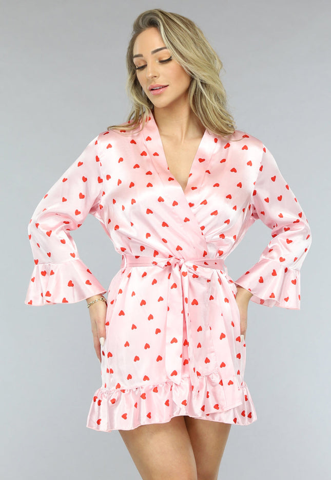 NEW1701 Lichtroze Valentine Satin Pyjama Set