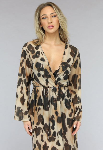 NEW1701 Mesh Leopard Kimono Lang