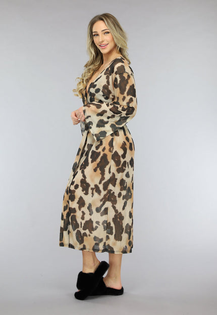 NEW1701 Mesh Leopard Kimono Lang