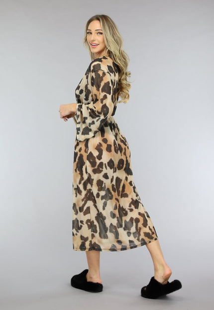 NEW1701 Mesh Leopard Kimono Lang