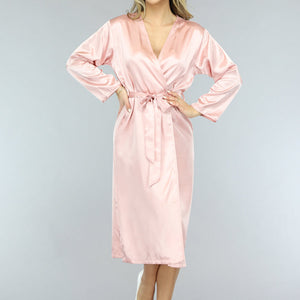 NEW1701 Satin Look Kimono Lang in Rosé