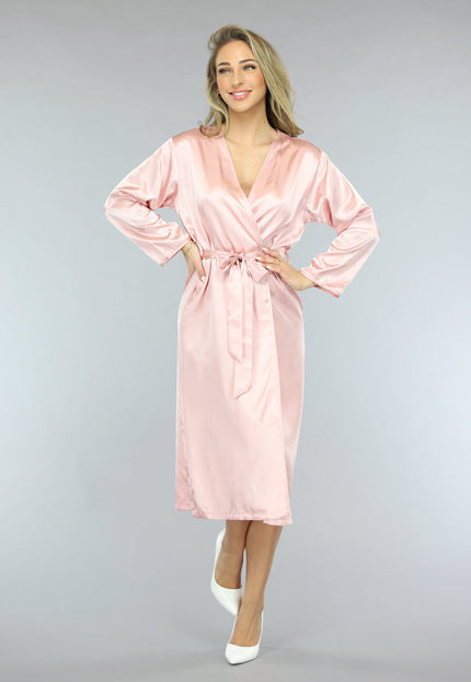 NEW1701 Satin Look Kimono Lang in Rosé