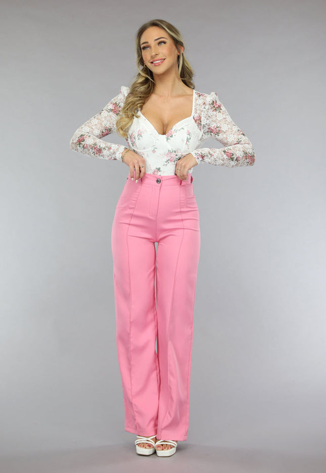 NEW1701 Witte Kanten Vintage Print Bodysuit