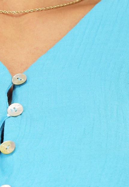 NEW1704 Blauwe Lange Mouwen Mousseline Playsuit