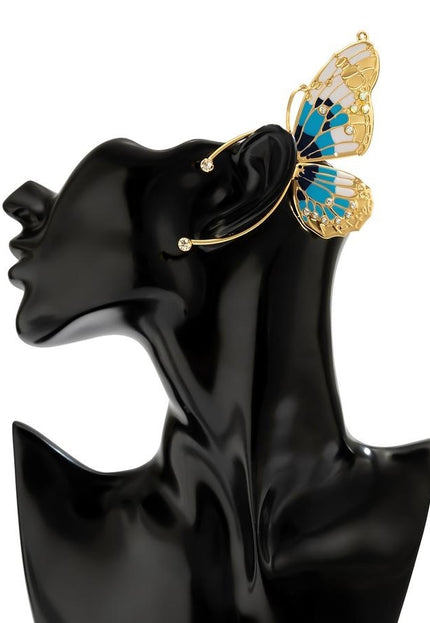 NEW1704 Earcuff met Blauw Vlinder Ontwerp