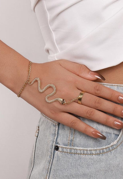 NEW1704 Gouden Slangen Hand Sieraad