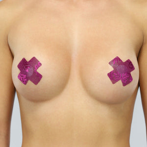 NEW1704 Kruis Tepelcovers van Aubergine Kant