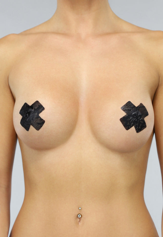 NEW1704 Kruis Tepelcovers van Zwart Kant