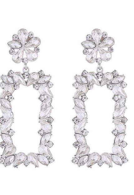 NEW1704 Rechthoekige Zilveren Glitter Oorbellen