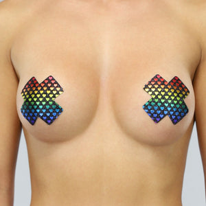 NEW1704 Regenboog Kruis Tepelplakkers