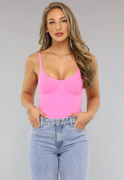 NEW1704 Roze Shaping Bodysuit met Verstelbare Bandjes