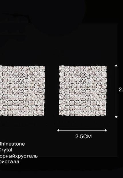 NEW1704 Vierkante Strass Oorbellen