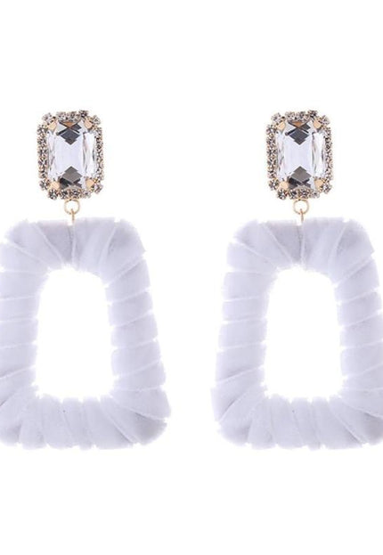 NEW1704 Witte Fluwelen Oorbellen met Diamant