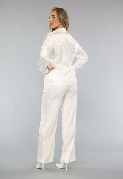 NEW1704 Witte Luipaard Print Pantalon Set