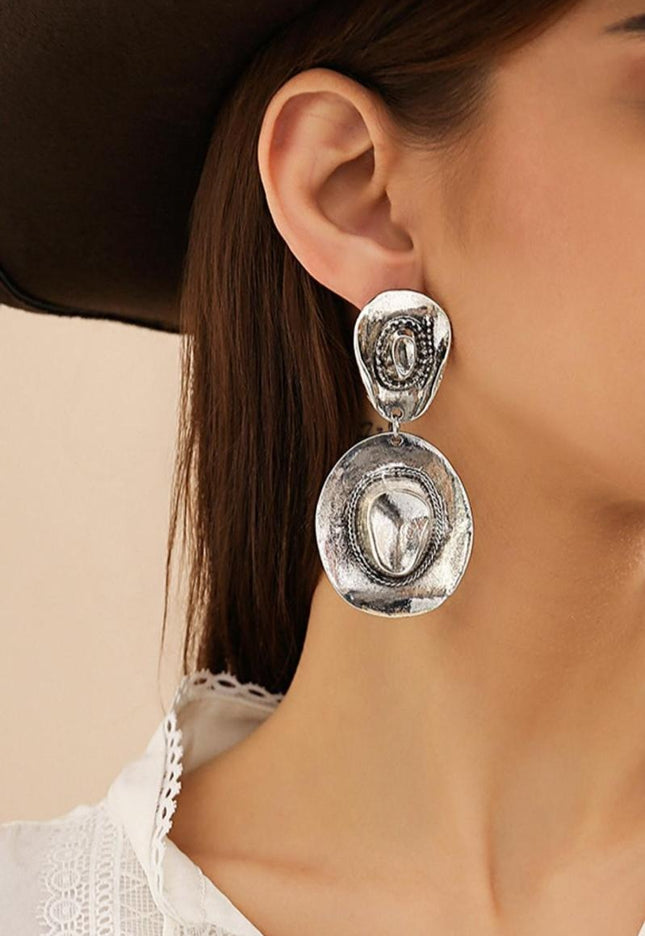 NEW1704 Zilveren Cowboyhoed Oorbellen