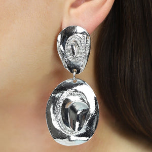 NEW1704 Zilveren Cowboyhoed Oorbellen