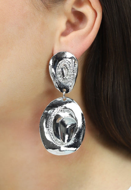NEW1704 Zilveren Cowboyhoed Oorbellen