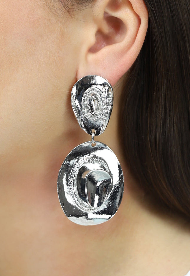 NEW1704 Zilveren Cowboyhoed Oorbellen