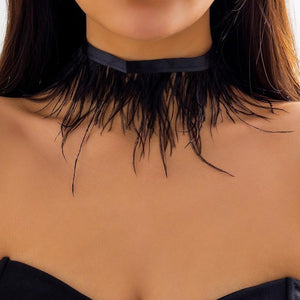 NEW1704 Zwarte Veren Choker