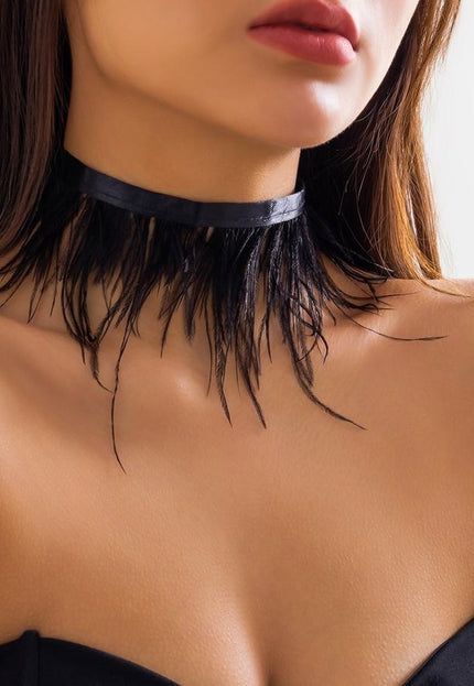 NEW1704 Zwarte Veren Choker