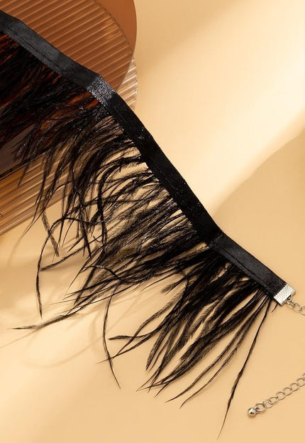 NEW1704 Zwarte Veren Choker